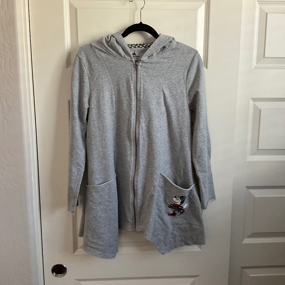 Disney Parks Minnie Mouse‎ Full Zip Grey Hoodie - Size Medium